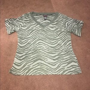 Green zebra print top